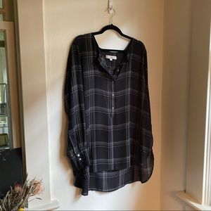 LOFT Oversized Flowy Plaid Shirt